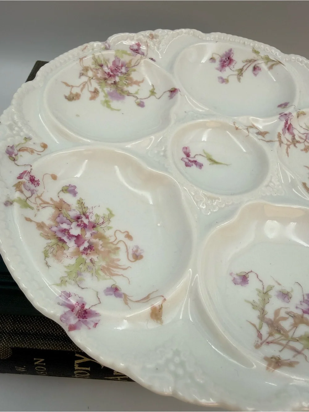 Antique Theodore Haviland Limoges France Oyster Plate Pink Floral 8.5”